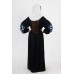 Boho Style Ukrainian Embroidered Maxi Broad Dress "Arabica" Black